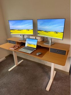 63” Electric Standing Desk with Drawers – Adjustable Height