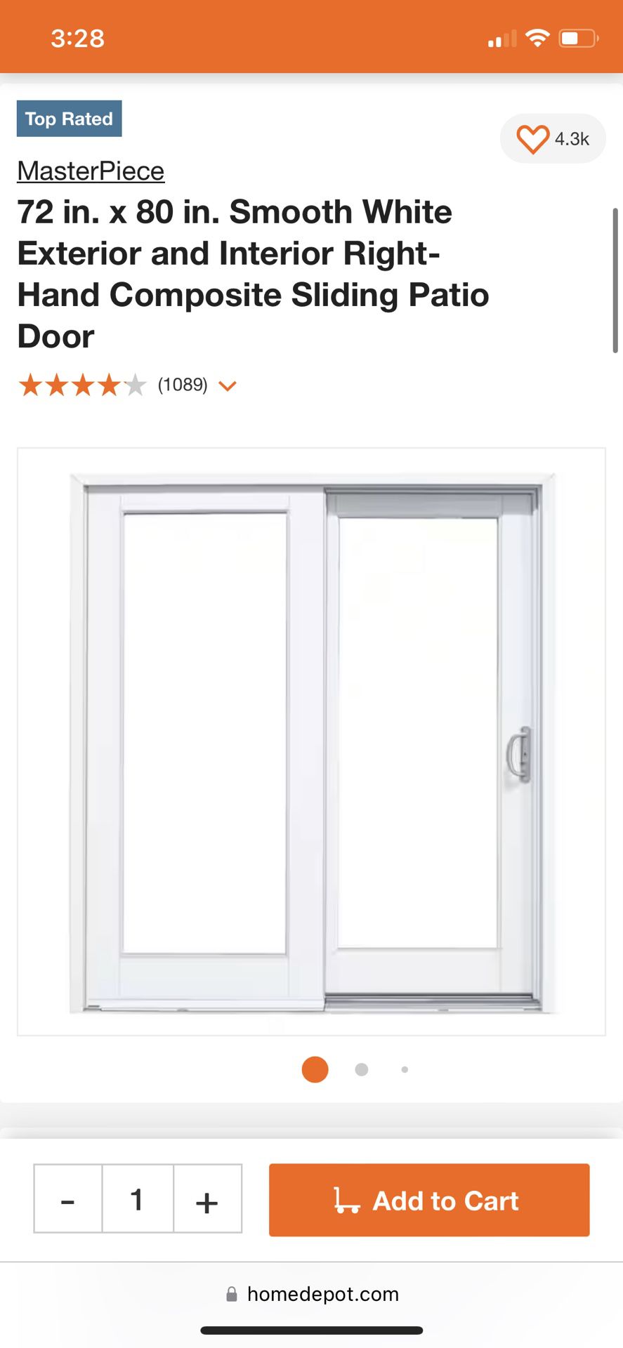 72 in. x 80 in. Smooth White Exterior and Interior Left-Hand Composite Sliding Patio Door