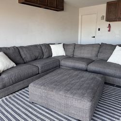 Gray sectional sofa couch Sala ottoman