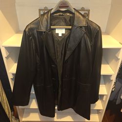 Worthington Women's Plus Size 3X Black Genuine Leather Jacket – Excellent Condition