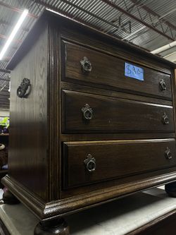 Vintage Wooden Three Drawer Night Stand 