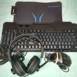 The Medion Erazer 4-in-1 Pro Gaming Kit includes a keyboard, mouse, pad, and headset all designed for gaming enthusiasts. 