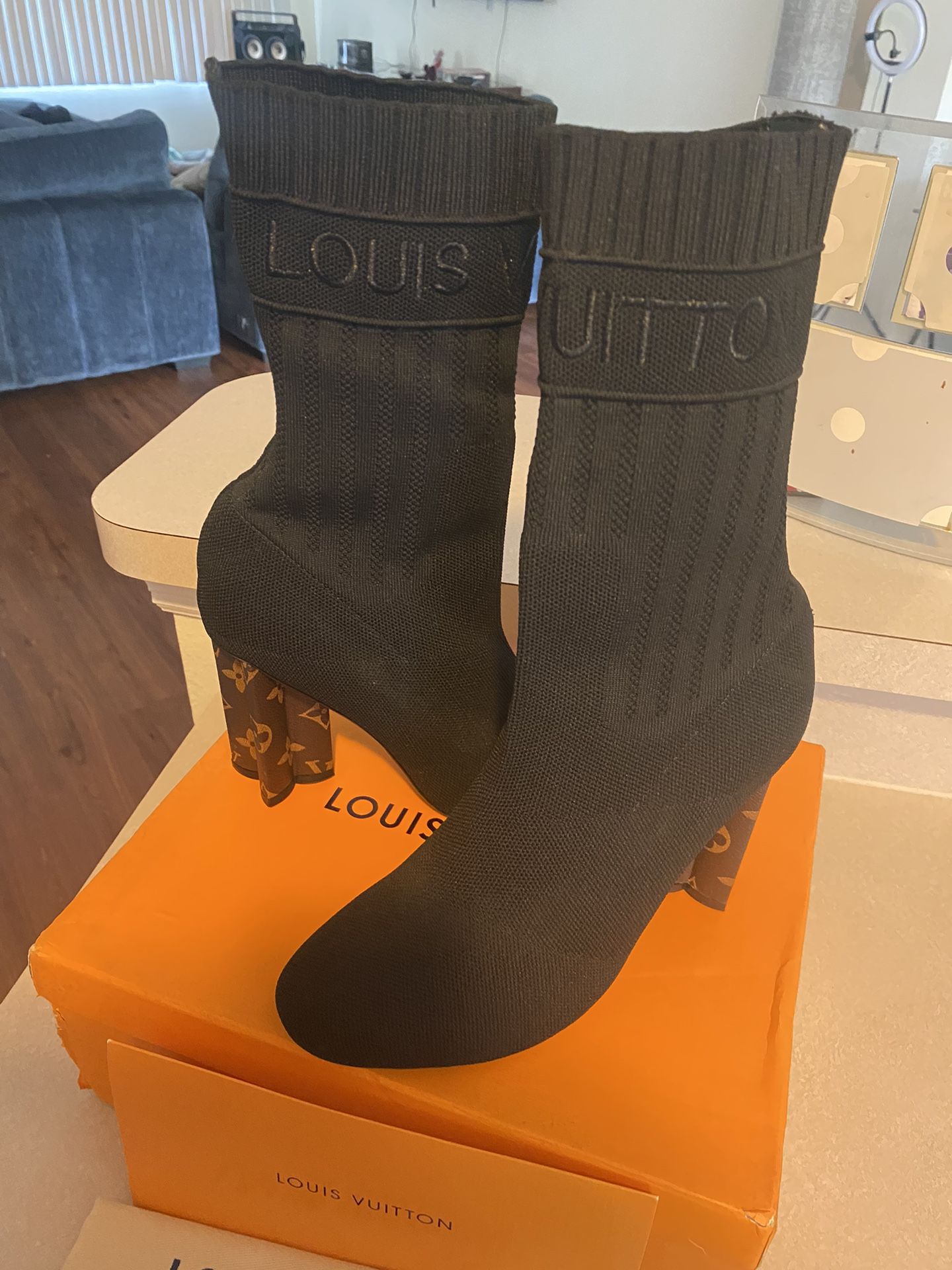 Designer LV Black Women's Sock Boots