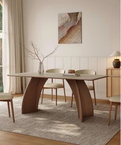 Modern Wood Dining Table Arched Base