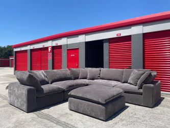 Huge Sereen 6-piece Fabric Modular Sectional Sofa, Dark Gray