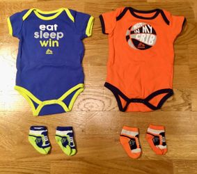 2 x Sets REEBOK Newborn Cotton Bodysuit Baby Boy 0-6 Months