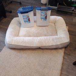 Dog Bed & 2 -10lb Food  Containers