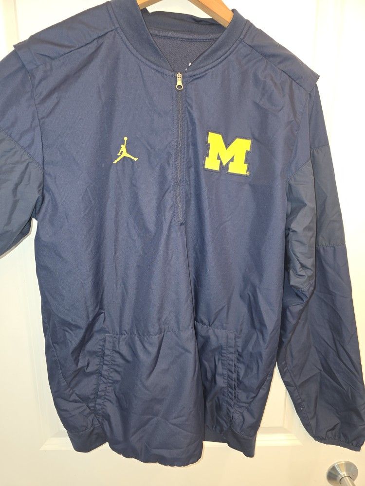 Air Jordan Michigan Wolverines Small 1/4 Zip Windbreaker Jacket Vented Pullover
