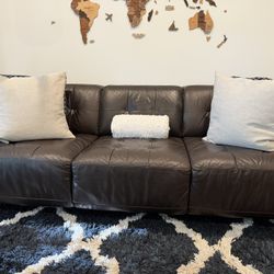 Comfy Brown Leather Sofa + Loveseat 