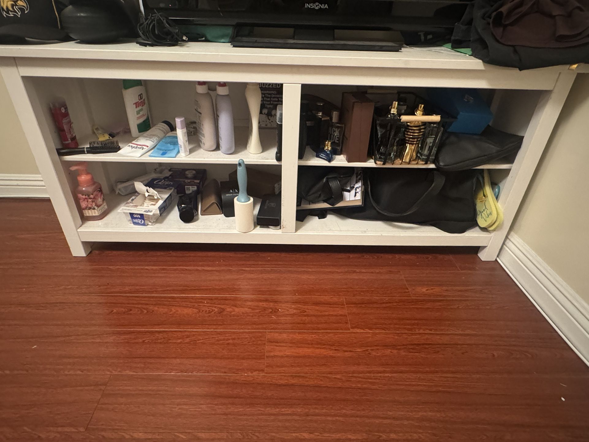 White Wooden TV Stand / Storage Shelf – Great for Small Spaces