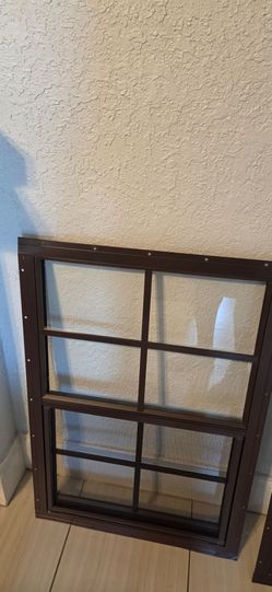 Double Hung Window with Grid Bronze Frame