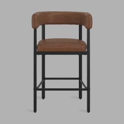 Barstools 36 In Faux Leather Brown Set Of 2