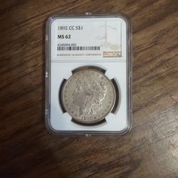 1892 CC Morgan Silver Dollar NGC-62