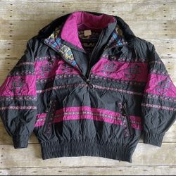 Head Skiwear Womens Size 10 Pink & Black Ski Jacket Aztec MSRP $360 NWT Vintage
