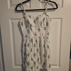 White Cactus Print Dress- Size L