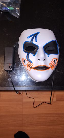Halloween LED Light Up Purge Mask – Blue & Orange Scary Costume