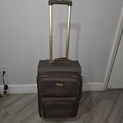 Liz Claiborne Green/brown  Expandable Soft-Sided Rolling Carry-On Suitcase