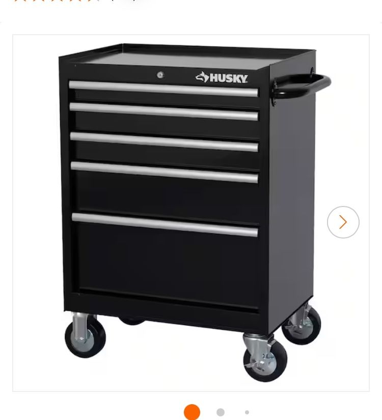 NEW IN BOX Husky Tool Storage 27 in. W x 18 in. D 5-Drawer Gloss Black Rolling Tool Cabinet