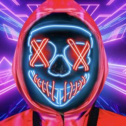 Halloween LED Purge Mask for Adults Scary Light Up Mask for Men Women Cosplay Costume Masquerade Parties Gift
