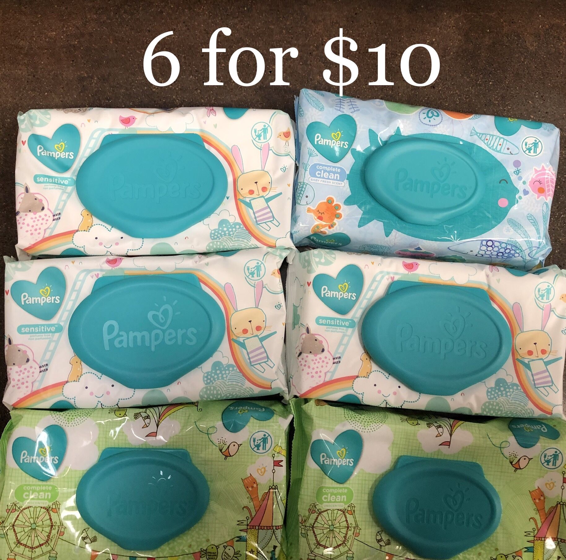 Pampers Wet Wipes (72 ct x 6 = 432 total wipes) Unscented 6 for $10