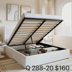 fe Queen Size Velvet Lift up Hydraulic Storage Platform Bed Frame(288-20)