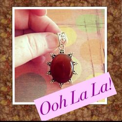 Sterling Silver Carnelian Pendant oval