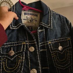 True Religion Super T Trucker Denim Jean Jacket Mens Size Large