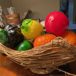 Vintage Murano Style Blown Glass Fruits And Veggies