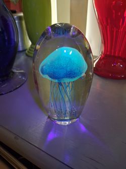 Vintage jellyfish glowing paperweight
