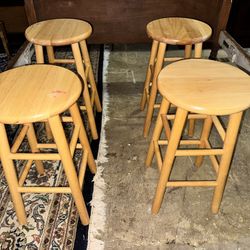 Set of 4 Wood Stools