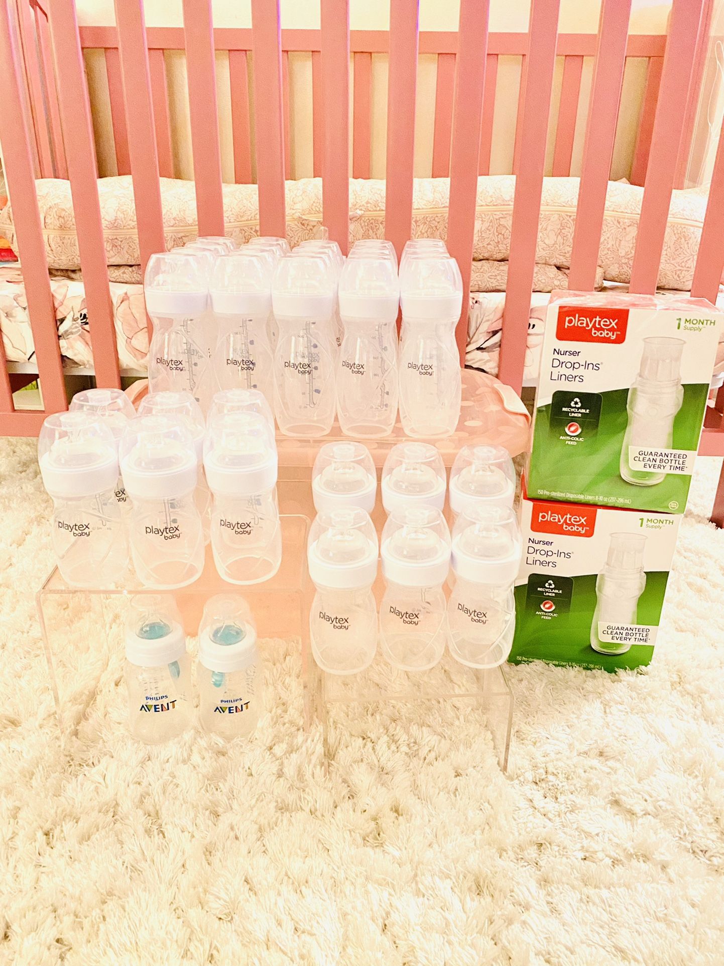 35 Baby Bottle Bundle Lot Playtex Avent