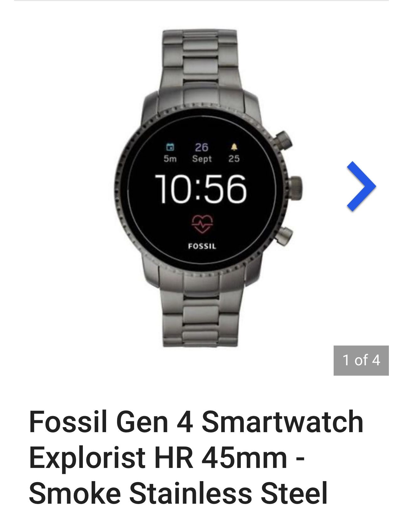 Fossil Gen 4 Smartwatch Explorist HR 45mm Smoke Stainless Steel