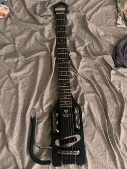 Traveler Guitar Ultra-Light Electric Guitar Matte Black Left-Handed Portable Electric with Removable Lap Rest Full 24 3/4" Scale Headless Guitar