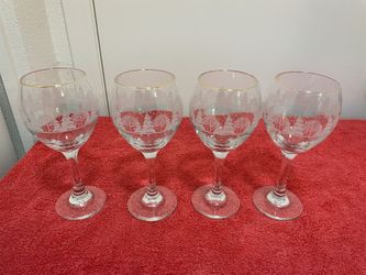 (4) New Vintage Libbey Christmas Wine Glasses