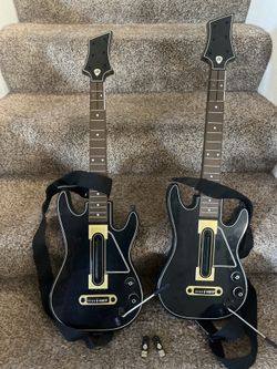 2x Guitar Hero Live PS4 Wireless Guitars + 2 USB Dongles + Straps – Tested – PlayStation 4