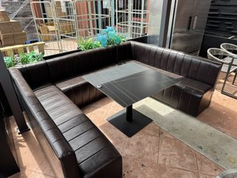 Restaurant Booth Seating Set w/ Table – 2 Leather Booths – Commercial Furniture