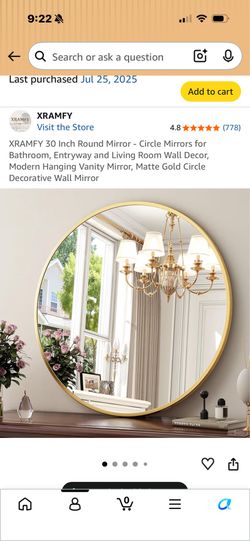 Round gold mirror 30in