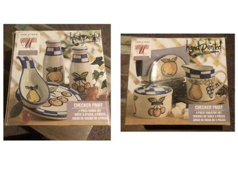 Checker Fruit hand painted 4 piece Table top set & 4 piece Range set