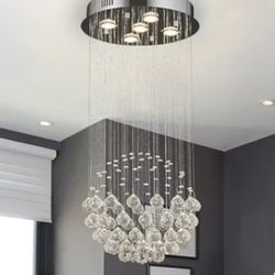 GLAM HOME 5-Light Polished Stainless Steel Modern/Contemporary crystal Chandelier.
