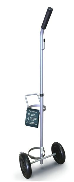 ResOne Lightweight Single Oxygen Tank Cart, Portable Oxygen Cart with Wheels, Adjustable Telescoping Handle, Powder Coated Steel Frame, Holds 1 Size D