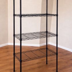 4-Tier Black Wire Storage Rack – Heavy Duty Adjustable Shelves