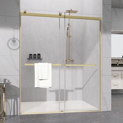 59 W x 75 in. H Frameless Bypass Shower Door in Satin Gold $479 10 available  