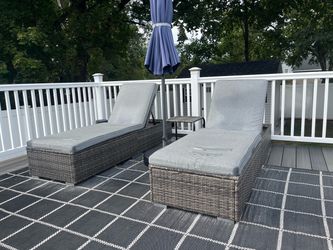 Outdoor Wicker Chaise Lounge Set of 2