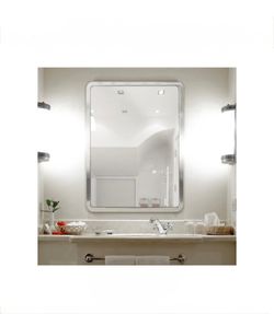 Brushed Nickel Rounded Corner Metal Frame Vanity Mirror