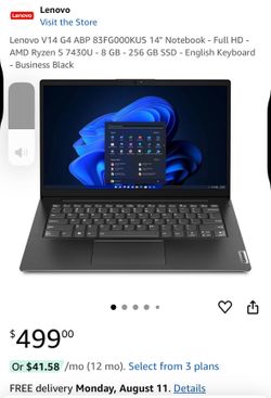 Lenovo V14 G4 ABP 83FG000KUS 14" Notebook - Full HD - AMD Ryzen 5 7430U - 8 GB - 256 GB SSD. Brand New In Box