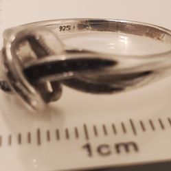 Black and white diamond sterling silver accent ring