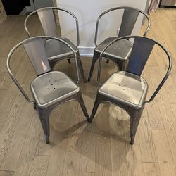 Metal Dining Chair - Set of 4 - Modern Industrial
