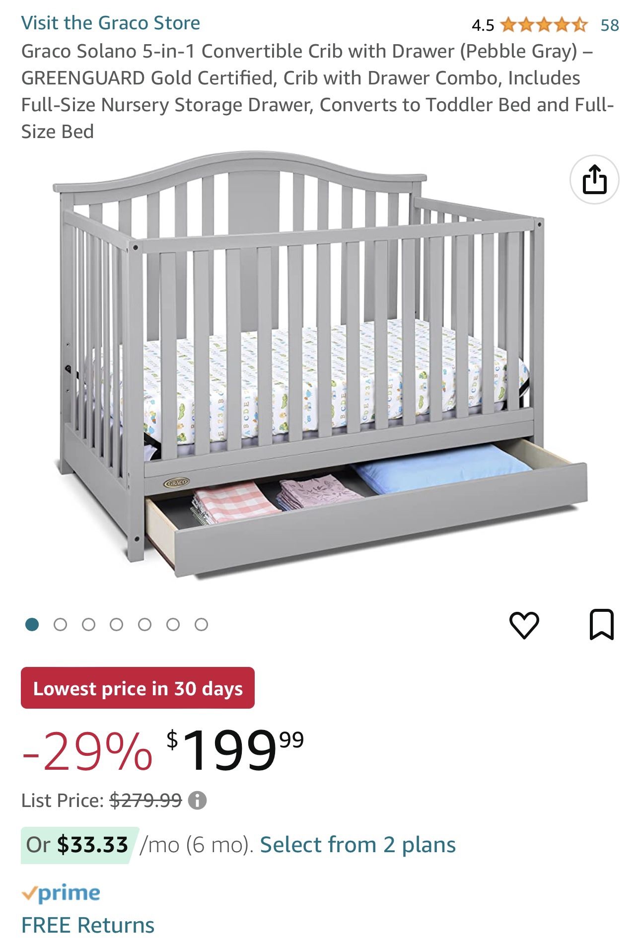 Graco Full Size Crib + Graco Premium Foam Toddler Mattress