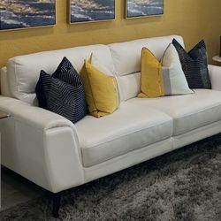 Leather White Sofa 