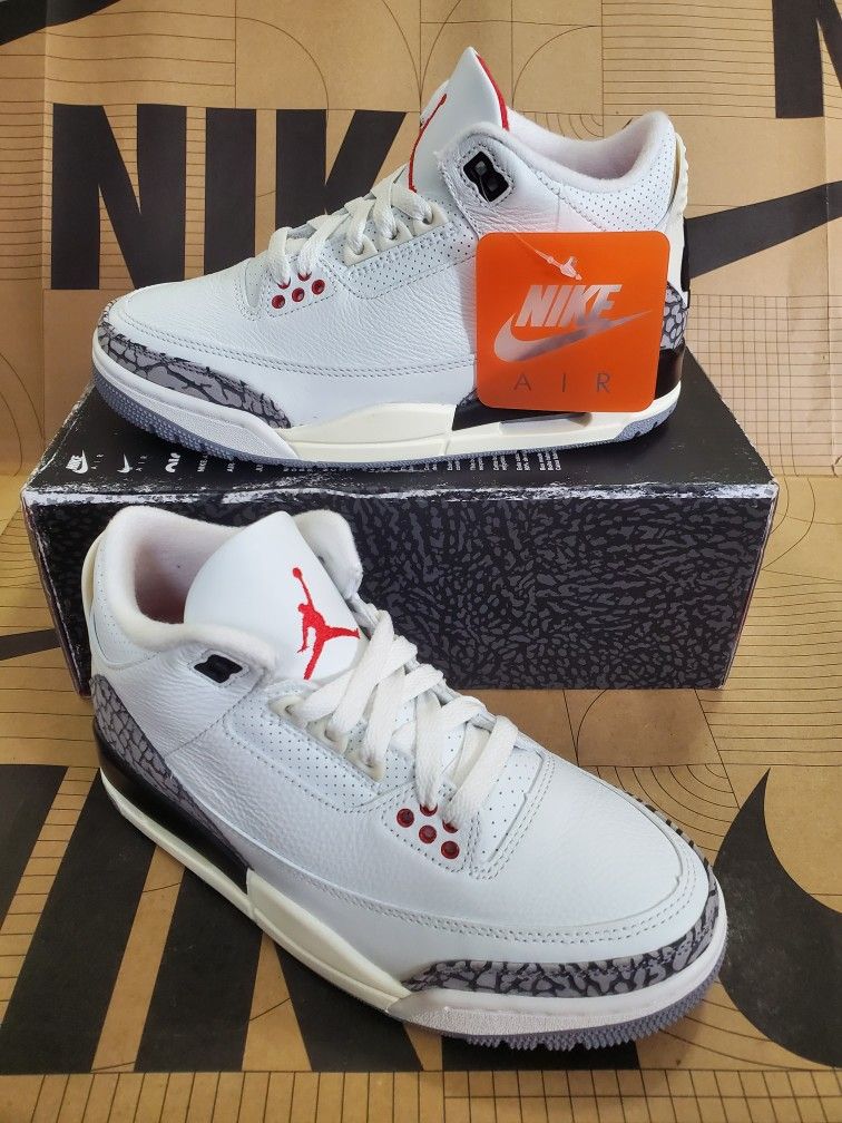 Air Jordan 3 Retro White Cement Reimagined Men's Size 4.5 Women's Size 6